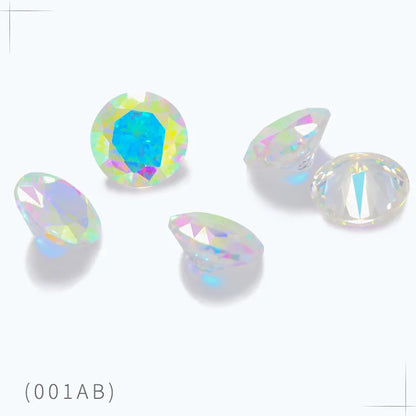 4-10mm Pointback Zirconia Rhinestones Round Shape Zircon Crystals Jewelry Stone Zirconia Colorful Glue On Strass