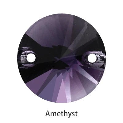 Twinkling Aquamarine Amethyst Round K9 Glass Rivoli Sew on Rhinestones Flat Back Strass Crystal Buttons Sew on Clothing Crafts - tony beads