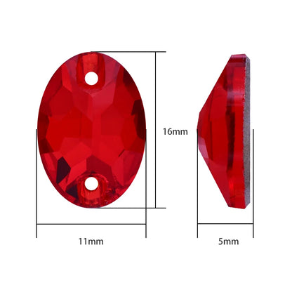 Oval Shape K9 Glass Sew on Rhinestones Fashionable Glass Strass Crystal Flat Back Buttons Sew on Clothing Crafts Handicrafts