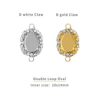 New Arrival Pendant Accessories Oval Shape Copper Claws Rhinestone Flatback Glass Strass Base Jewelry Making Accessories