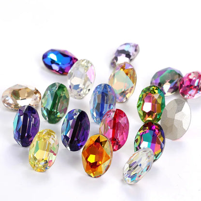 tony bead Oval Rhinestones Piontback Nail Art Rhinestones K9 Glass Strass Crystal Glue on Clothes Crystal Beads