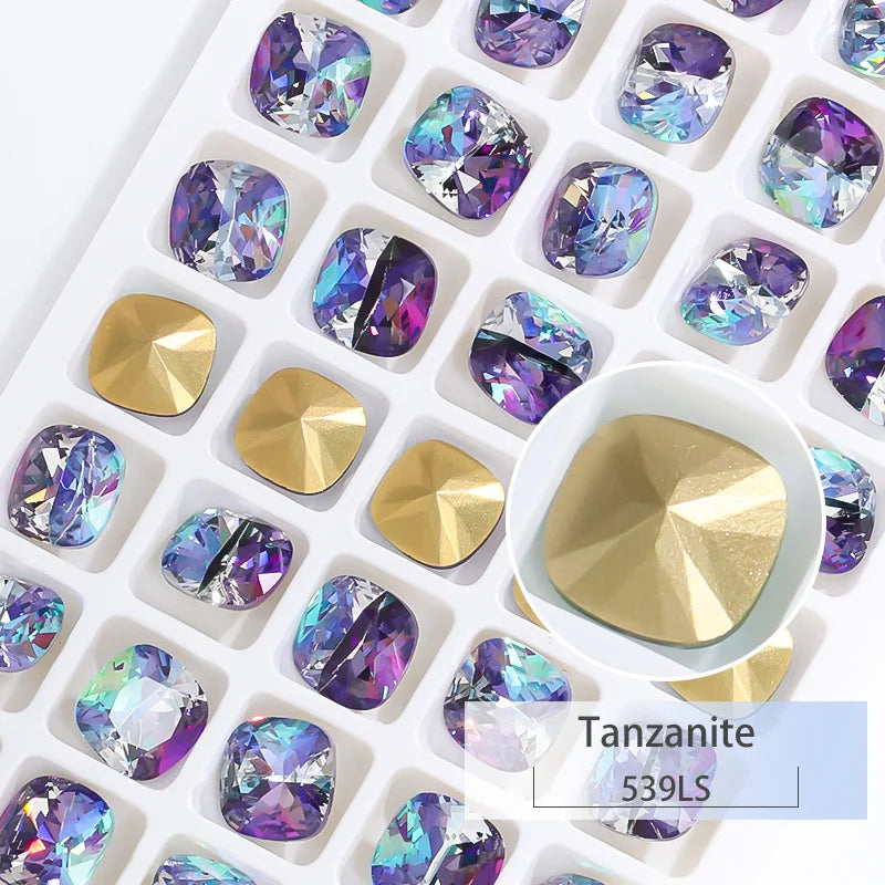 K9 Glass Crystals Crafts Pointback Loose Stones Square Crystals For Clothes Bags DIY Jewelry Decoration Garments Strass