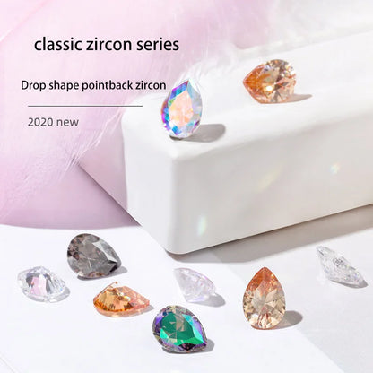 Pointback Drop Zircon Stones Colorful AB Color Jewelry Making Accessories Clear Bottom Pendant Rhinestones Crystal Strass