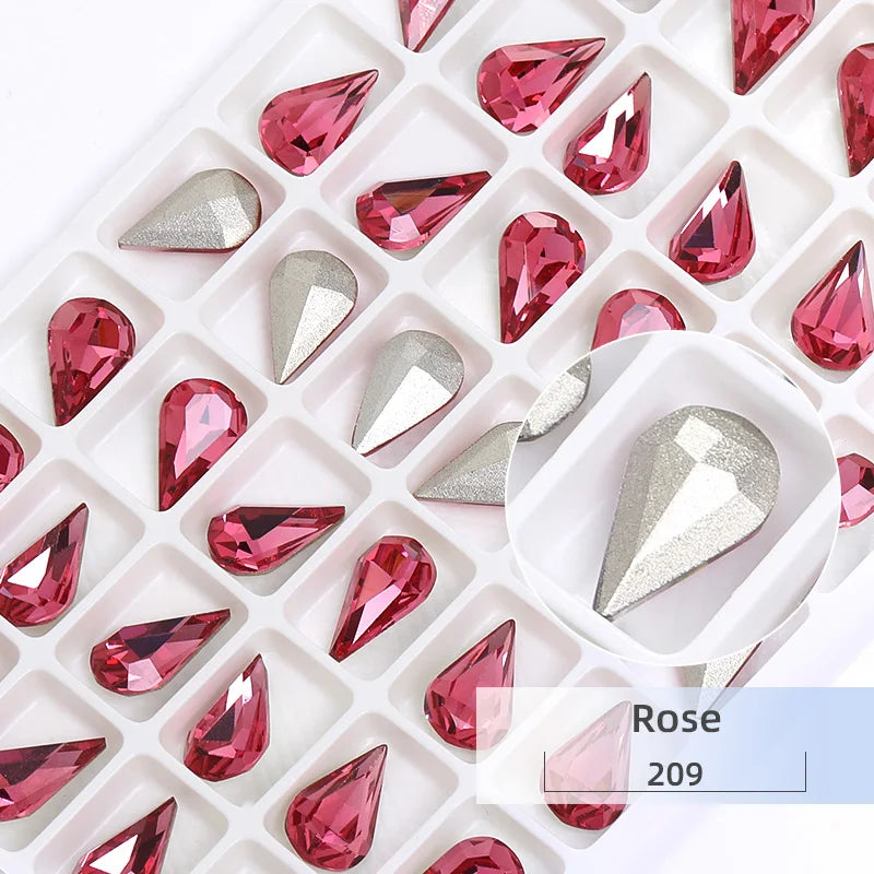 8x13mm Nail Art Rhinestones Glitter AB Color Crystal Stone Drop Shape Pointback Nail Gems Strass cristal pedras e cristais