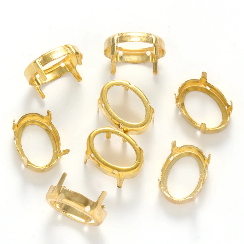 Oval Empty Rhinestone Claws Hollow Out Sew On Stones Silver Golden Color Rhinestone Base Sewing Crafts Accessories