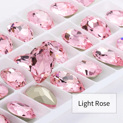 Twinkling Violet Tear Drop K9 Glass Rhinestones Glass Crystal Pointback Rhinestones Glue on Garment Crafts Jewelry Accessories