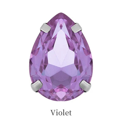 Violet Pointback Tear Drop Crystal Rhinestones for Clothes Sew on Stones with Thickened Copper Claws High-grade Strass Crystal