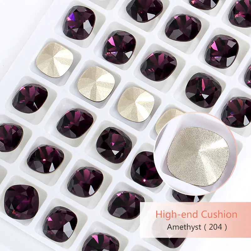K9 Glass Crystals Crafts Pointback Loose Stones Square Crystals For Clothes Bags DIY Jewelry Decoration Garments Strass
