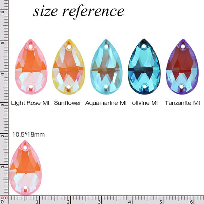 Mocha Fluorescence Sew On Stones Rhinestones Tear Drop Loose Rhinestones Crystal K9 Glass Strass Sewing Garments Accessories