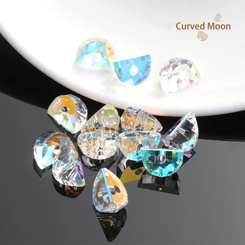 New Arrival AB Color Crystal Strass Moon Shape Rhinestones Loose Beads Earring Making Accessories DIY Rhinestone Beads Stone