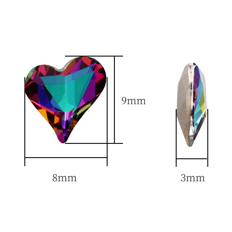 12x13mm Heart Shape Glass Pointback Rhinestones Crystal Glue-on Rhinestones Clothes Decoration Strass Stones DIY Accessories