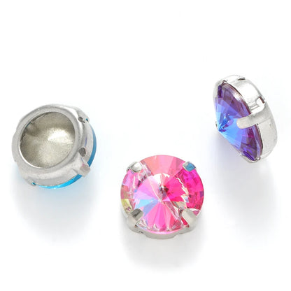 Round Rhinestone Claws Thicken Copper Sew On Stones Holder Loose Rivoli Claws Silver Golden Color Rhinestone Base