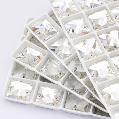 12mm Sparkly Crystal K9 Glass Square Sew on Rhinestones Flat Back Buttons Strass Crystal Rhinestones Sew on Wedding Decoration