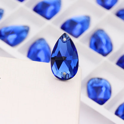 Tear Drop Blue Rhinestones Flatback Loose Crystals Crafts DIY Decoration Loose Strass K9 Glass Sewing Accessories For Clothes