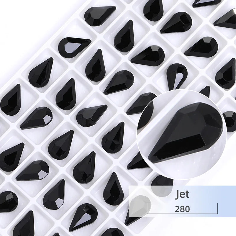 8x13mm Nail Art Rhinestones Glitter AB Color Crystal Stone Drop Shape Pointback Nail Gems Strass cristal pedras e cristais