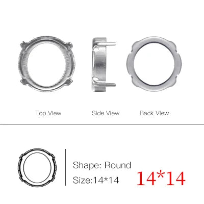 50pcs All Shapes All Sizes Copper Claws High Quality Metal Base Setting for Rhinestones Crystals Sew on Clothing Crafts