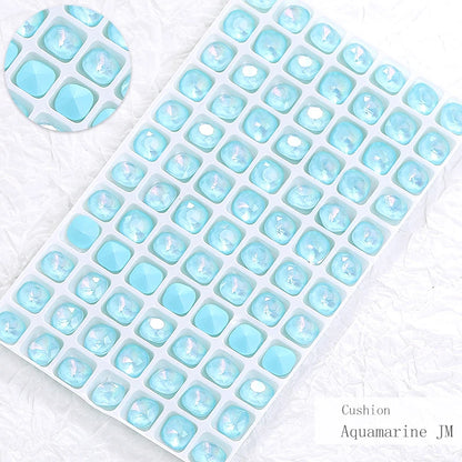 8mm Square Shape Nail Stones Korean Style Nail Art Glass Crystals New Design Mocha Color Rhinestones Pointback Rhinestones