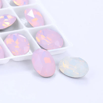 tony bead Oval White Rose Opal Piontback Loose Rhinestones K9 Glass Beautiful Strass Crystal Glue on Clothes Jewelry Accessories