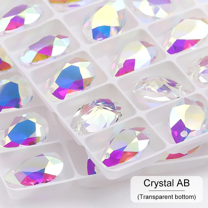 New Design Glitter Drop Rhinestones Pendants High Quality Glass Crystal Beads Jewelry Making DIY Accessories Pendant Beads