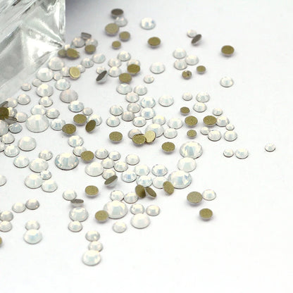 1440Pcs All Sizes  Flatback Round Shape Rhinestones Nail Arts Decorations Glue On Nails Crystal Small Dress Bright Stone