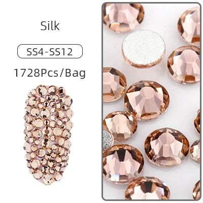 1728pcs Six Grid Mixed Round Nail Flatback Crystal Rhinestones 26 Colors Shiny Glue on Nail Art Phone Shells Make Up Rhinestones