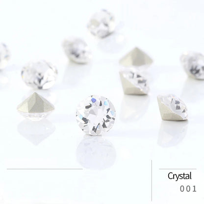 8 big 8 small Crystal AB Color Shiny Rivoli Rhinestones Point Back Round Glue On Rhinestones Nails Decoration Fancy Stones 50pcs