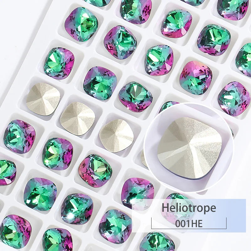K9 Glass Crystals Crafts Pointback Loose Stones Square Crystals For Clothes Bags DIY Jewelry Decoration Garments Strass
