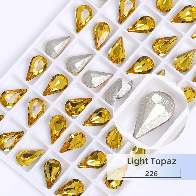 8x13mm Nail Art Rhinestones Glitter AB Color Crystal Stone Drop Shape Pointback Nail Gems Strass cristal pedras e cristais