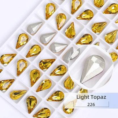 8x13mm Nail Art Rhinestones Glitter AB Color Crystal Stone Drop Shape Pointback Nail Gems Strass cristal pedras e cristais