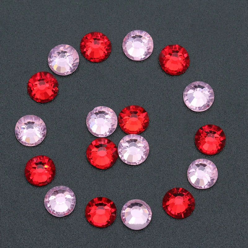 HotFix Rhinestones SS3 - SS30 High Quality Shiny Red Crystals Strass Stone Glue Back Iron On Rhinestones For Clothes Bags