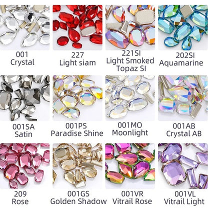 20Pcs/Lot Glitter Mixed Flatback Rhinestones Nail Art Accessories Crystals for Nails Self-adhesive Rhinestones Glass DIY Jewelry