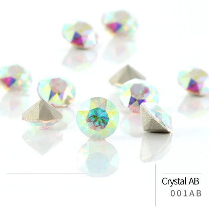 8 big 8 small Crystal AB Color Shiny Rivoli Rhinestones Point Back Round Glue On Rhinestones Nails Decoration Fancy Stones 50pcs