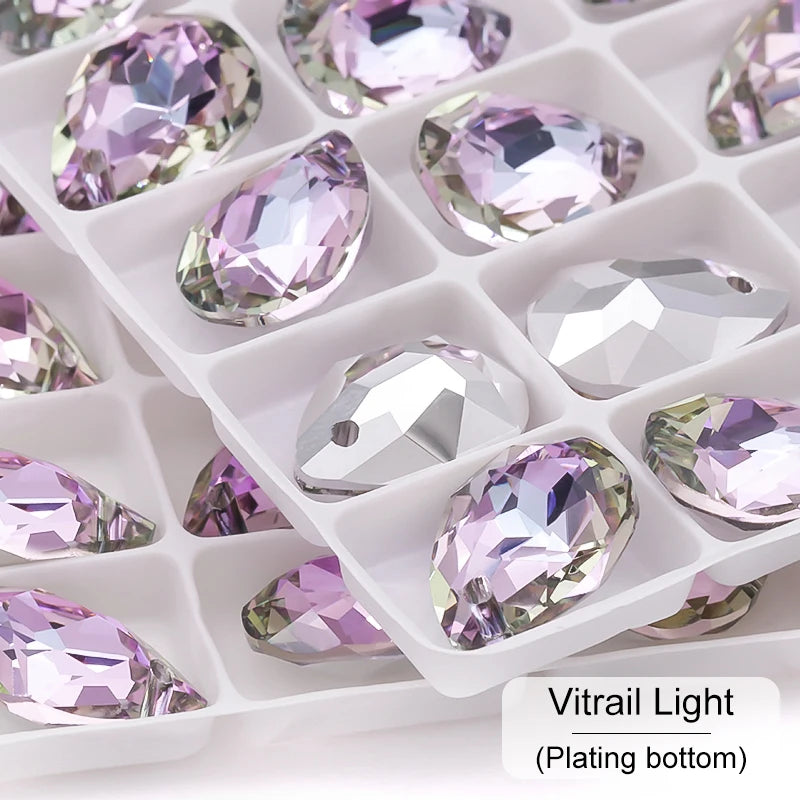 New Design Glitter Drop Rhinestones Pendants High Quality Glass Crystal Beads Jewelry Making DIY Accessories Pendant Beads