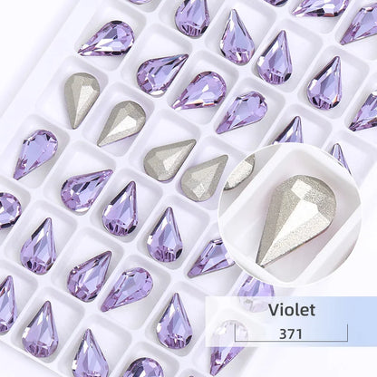 8x13mm Nail Art Rhinestones Glitter AB Color Crystal Stone Drop Shape Pointback Nail Gems Strass cristal pedras e cristais