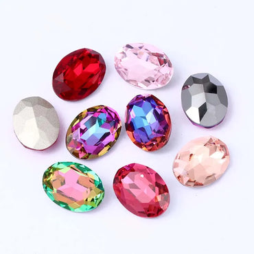 tony bead Oval Rhinestones Piontback Nail Art Rhinestones K9 Glass Strass Crystal Glue on Clothes Crystal Beads