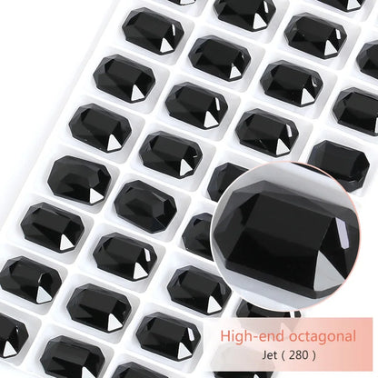 Pointback Strass Glitter Crystal K9 Glass Rhinestone DIY Craft Beads Glue on Clothes Octagon Rhinestone Applique