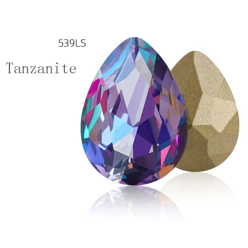 Blue Rhinestones Pointback 7x10mm Shiny Glue On Nails Glass Strass High Quality K9 Glass DIY Crystal Stones