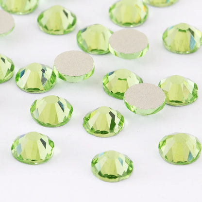 Green Glass Strass Round Shape ss3 - ss30 Rivoli Rhinestones Flatback None Hotfix Rhinestones Glue On Nails Crystals Stone