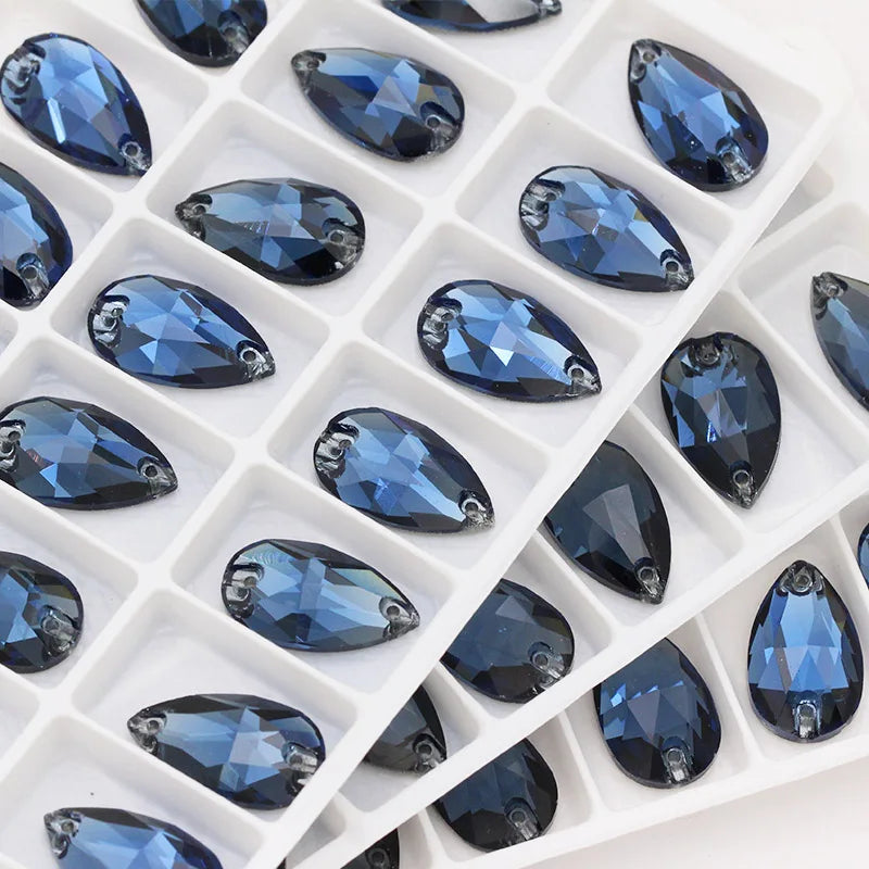 Tear Drop Blue Rhinestones Flatback Loose Crystals Crafts DIY Decoration Loose Strass K9 Glass Sewing Accessories For Clothes