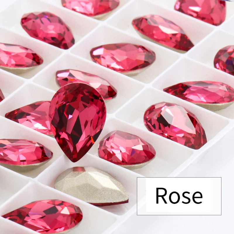 Twinkling Violet Tear Drop K9 Glass Rhinestones Glass Crystal Pointback Rhinestones Glue on Garment Crafts Jewelry Accessories