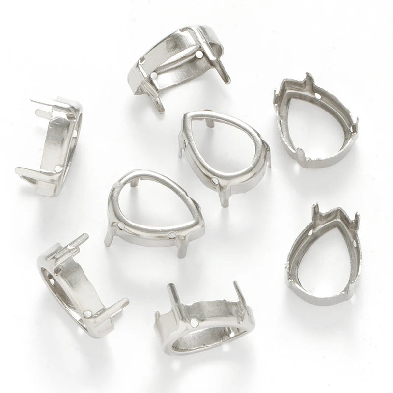 Tear Drop Empty Rhinestone Claws Hollow Out Strass Stones Container Silver Golden Color Rhinestone Base Sewing Crafts