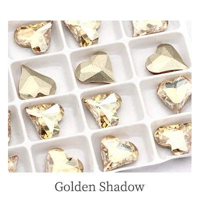 Iridescent Heart Shaped Jewelry Decoration Pointback Loose Rhinestones for Nails K9 Glass Strass Crystal Glue on Clothing Crafts