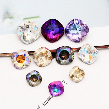 Cushion Loose Rhinestones K9 Glass Multicoloured Shimmer Piontback Strass Crystal Glue on Clothing Jewelry Accessories