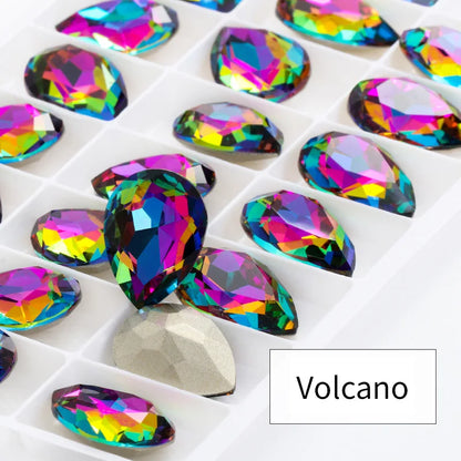 Twinkling Violet Tear Drop K9 Glass Rhinestones Glass Crystal Pointback Rhinestones Glue on Garment Crafts Jewelry Accessories