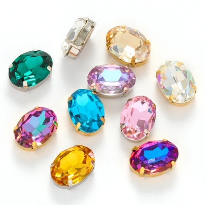 Oval Empty Rhinestone Claws Hollow Out Sew On Stones Silver Golden Color Rhinestone Base Sewing Crafts Accessories