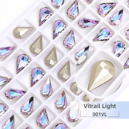 8x13mm Nail Art Rhinestones Glitter AB Color Crystal Stone Drop Shape Pointback Nail Gems Strass cristal pedras e cristais