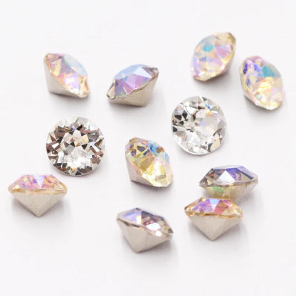 tony bead Transparent Rivoli Rhinestones Pointback Nail Glue Crystals Round Shape Rhinestones For Nails Fancy Stones