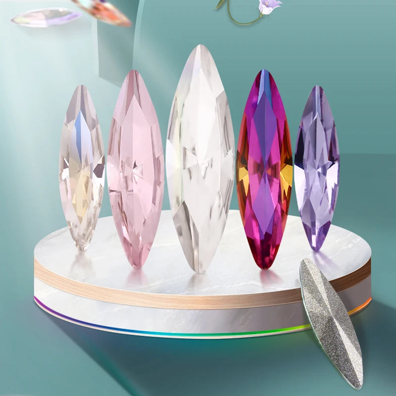 4x15mm Nails Glue Rhinestones Glass Strass Pointback DIY Art Crafts Fancy Stones High Quality AB Color Nail Art Decoration Stone