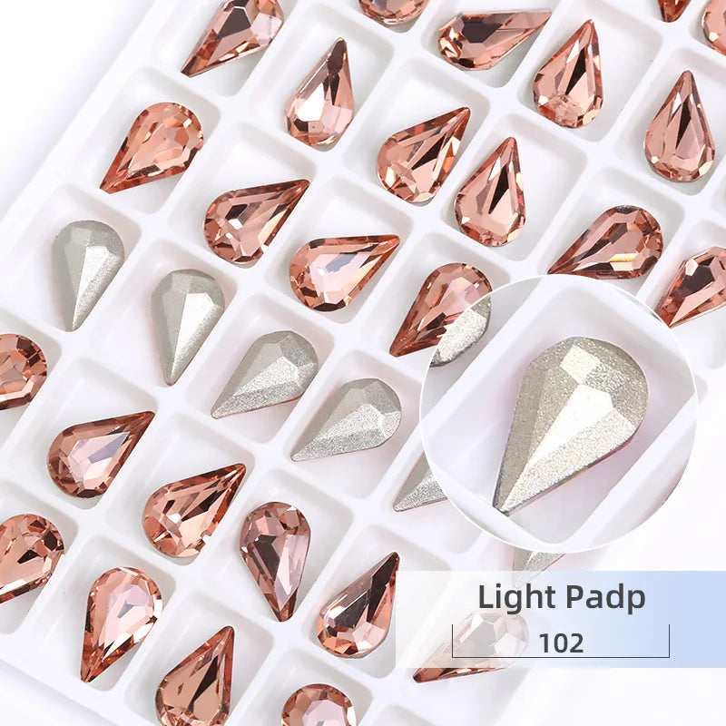 8x13mm Nail Art Rhinestones Glitter AB Color Crystal Stone Drop Shape Pointback Nail Gems Strass cristal pedras e cristais