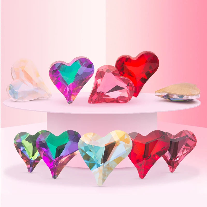 12x13mm Heart Shape Glass Pointback Rhinestones Crystal Glue-on Rhinestones Clothes Decoration Strass Stones DIY Accessories